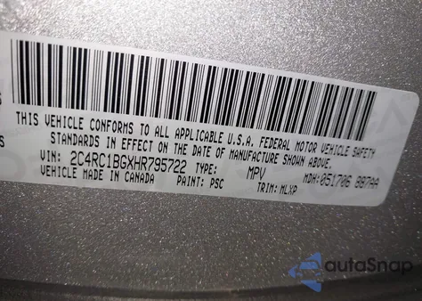 2017 Chrysler Pacifica Touring-L из США, поврежденный, VIN 2C4RC1BGXHR795722